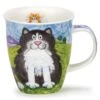 DUNOON Nevis Happy Cats Black & White (Ginger On Reverse) Mug