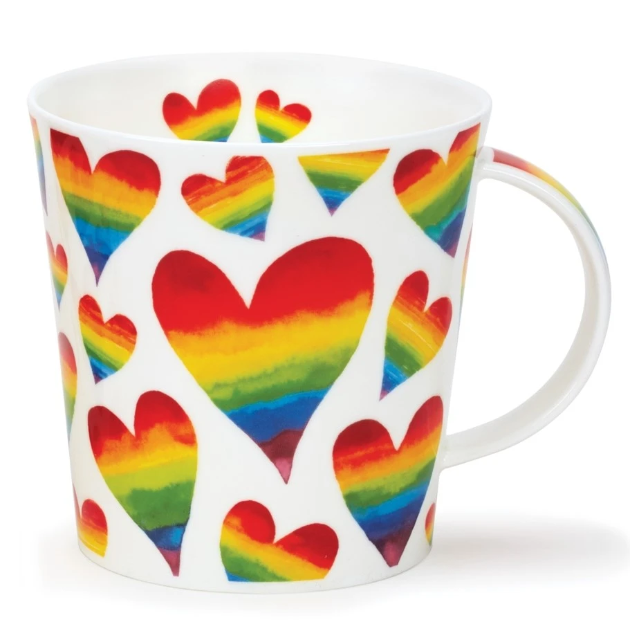 DUNOON Cairngorm Rainbow Hearts Mug*