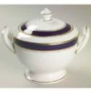 Royal Worcester Howard Cobalt Blue Gold Trim Covered Sugar Bowl