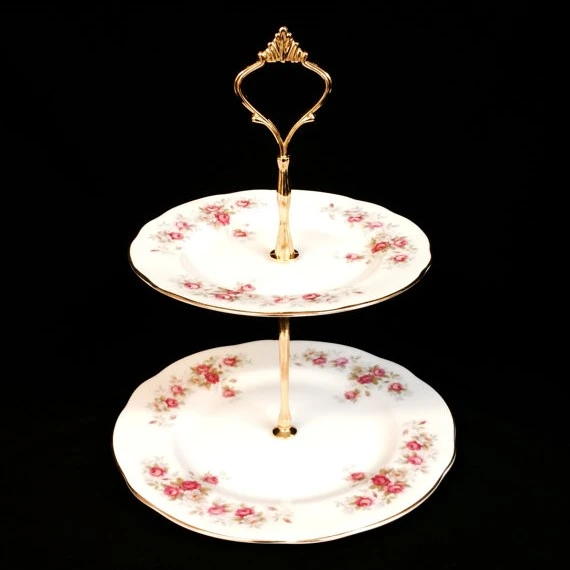 Duchess Fine Bone China June Bouquet 2 Tier Cake Stand