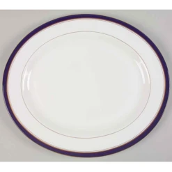 Royal Worcester Howard Cobalt Blue Gold Trim Oval Serving Dish