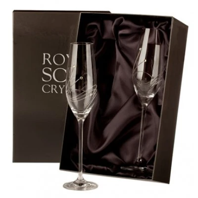 Royal Scot - Pair Of Diamante Crystal Champagne Flutes