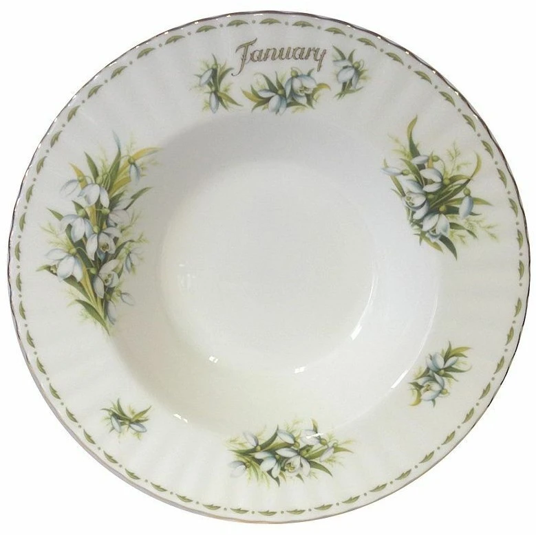 Royal Albert Flower Of The Month Rimmed Soup January Snowdrops - Image 2