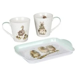 Wrendale - Mug & Tray Set Duck, Rabbit, Owls (Mixed) 8739